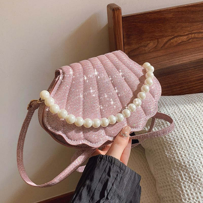 Shell Pearl Bag Handbag Crossbody Bag New Women's Versatile Fashion Solid Color Style Adjustable Shoulder Strap