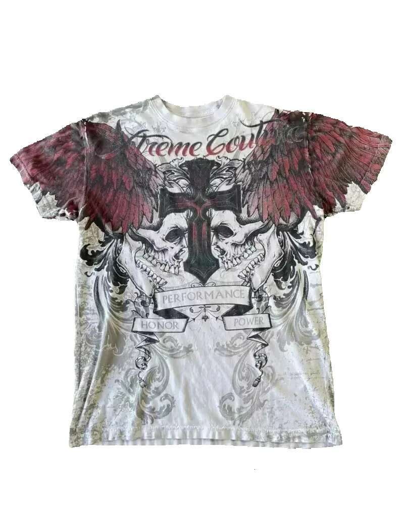 2025S High Street shirt Y2K oversized printed Haruku Gothic round neck cotton cover new men's T-shirt