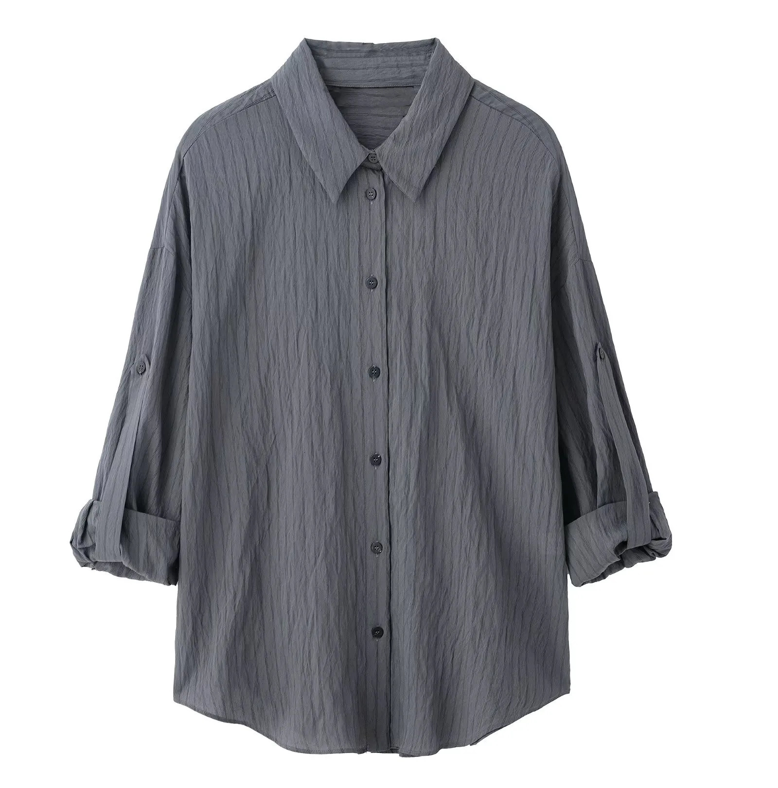 RARA womens collar button down sweater rolled up sleeves paired with wide leg pants set casual and comfortable 250407