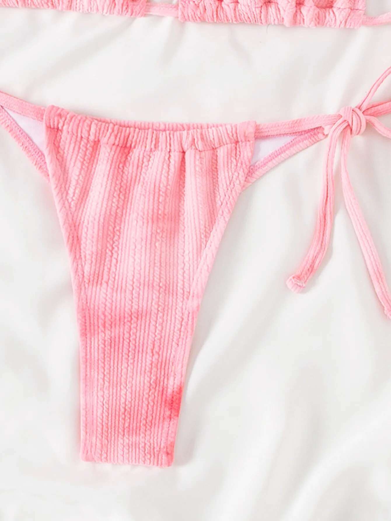 Dongdumaoyi Sexy Pink Bikini Women Halter Push Up Bra Micro Swimsuit Brazilian Holiday Bathing Suit Tie Side Thong Swimwear Biquini