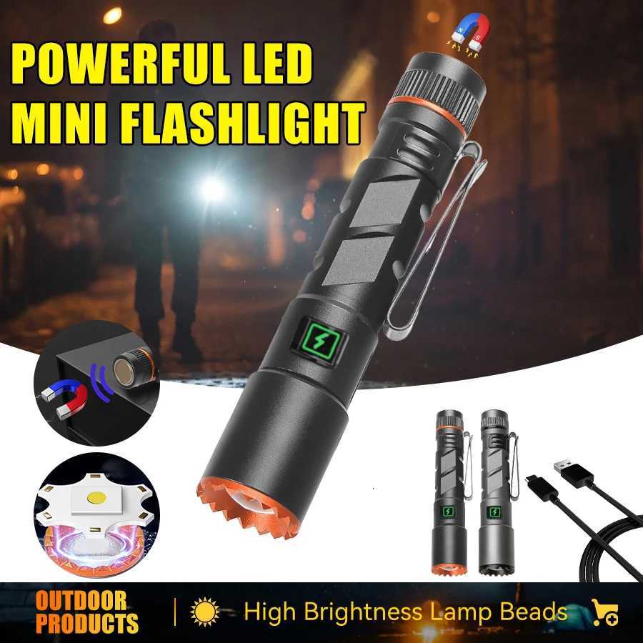 Mini Super Powerful LED Flashlight Rechargeable Zoom Waterproof Lamp Small Portable Lantern Ultra Bright Outdoors Camping TorchW251106