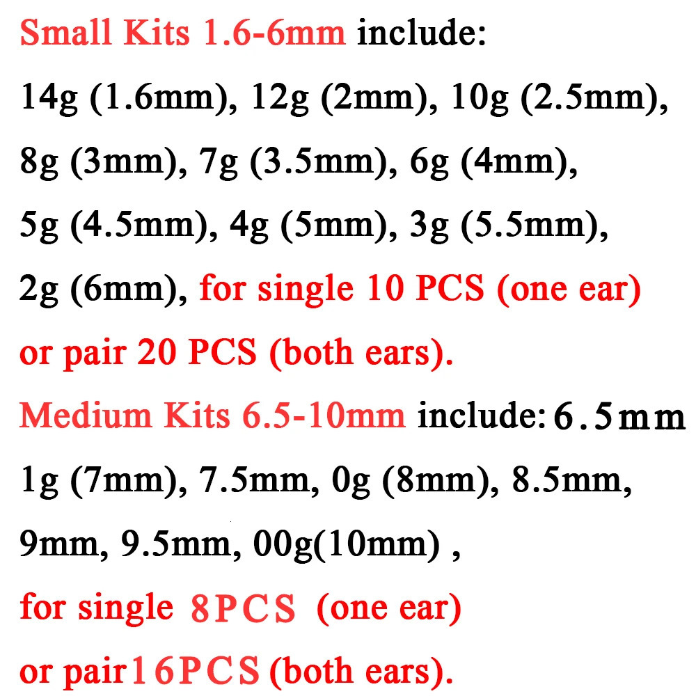 Casvort Glass Dead Plugs 14G-00g Comfy Ear Gauges Tunnels Expander 0.5mm Increments Piercing Body Jewelry Stretching Kit 250403