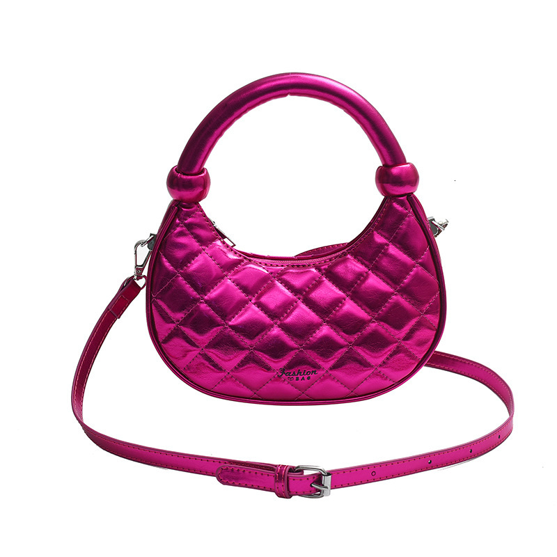2025S Designer Women S Bag Premium Handbag Niche Silver Glossy Crescent Shaped Small Bag New Korean Version Fashionable Single Shoulder Crossbody Bag