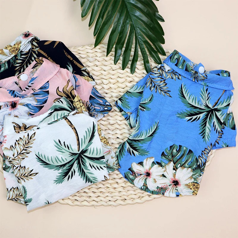 Small and medium-sized dog beach pineapple shirt Hawaiian pet dog cat golden retriever spring and summer season clothing 250407