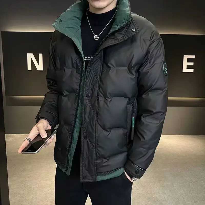 2025 mens winter new thickened white duck down jacket youth stand-up collar short down jacketT251107