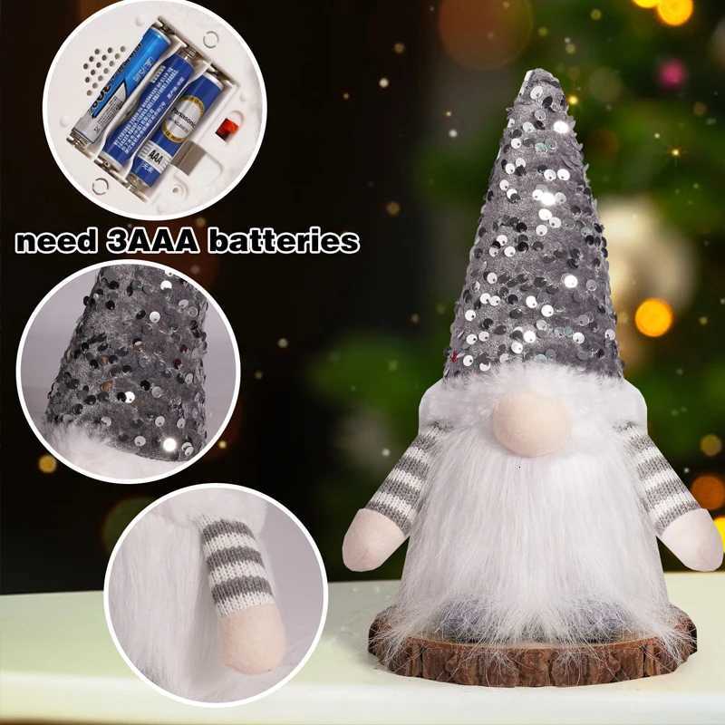 30cm Christmas Gnome Doll Elf with Led Night Light Knited Elf Dwarf Home Xmas Tree Decor New Year Childrens Gifts W251107
