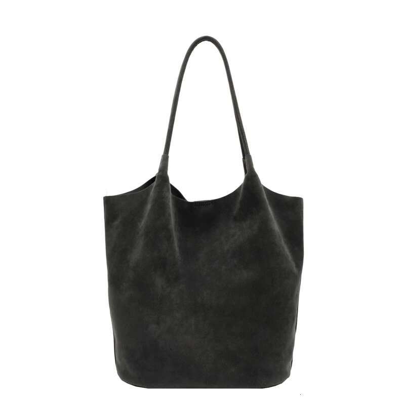 Suede Sewing Thread Retro Women's Shoulder Bags Zipper Versatile 2024 New Solid Colors High Capacity Casual Tote