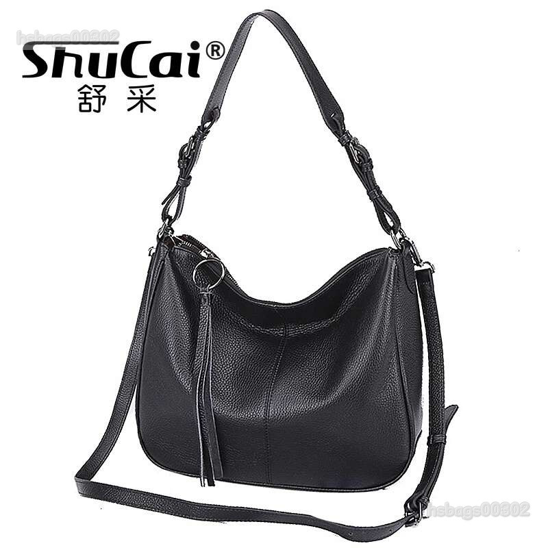 Genuine Leather Large Capacity Tassel Handbags Fashion New Single Shoulder Crossbody Tote Women's Bag