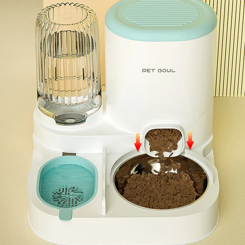 Automatic cat food with fountain large capacity cat food bowl small cat food dispenser container 250403