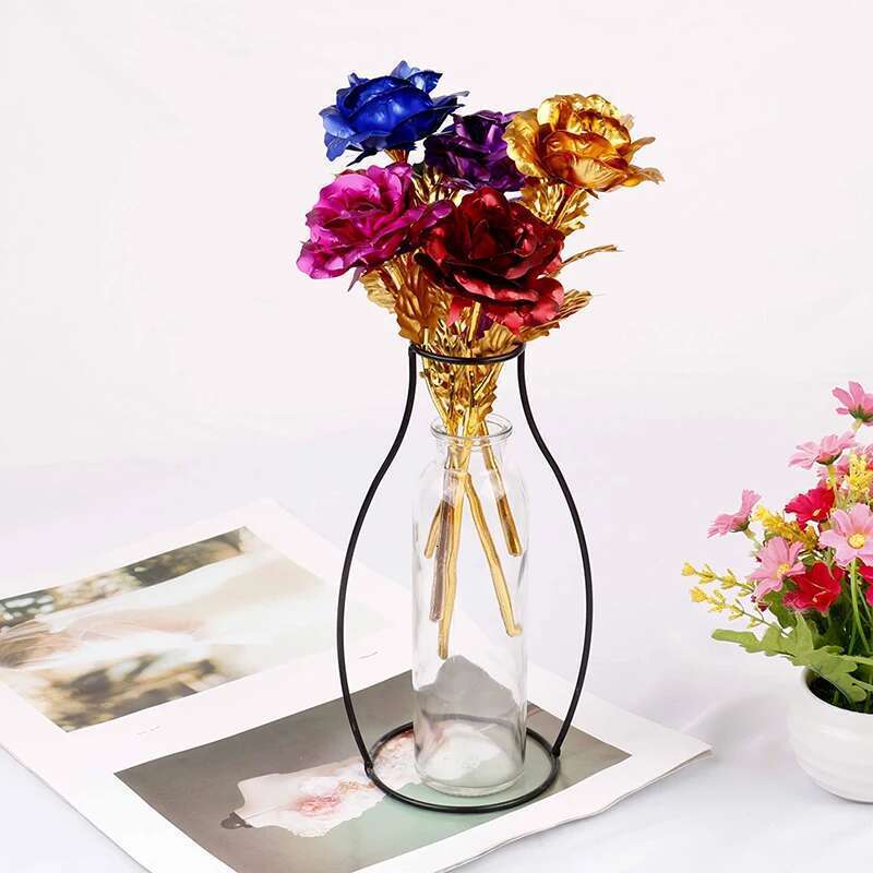 Foil Plated Gold Wedding Decoration Wer Valentine's Day Gift Lover's Rose Artificial Gold/Purple/Red/Blue/Rose