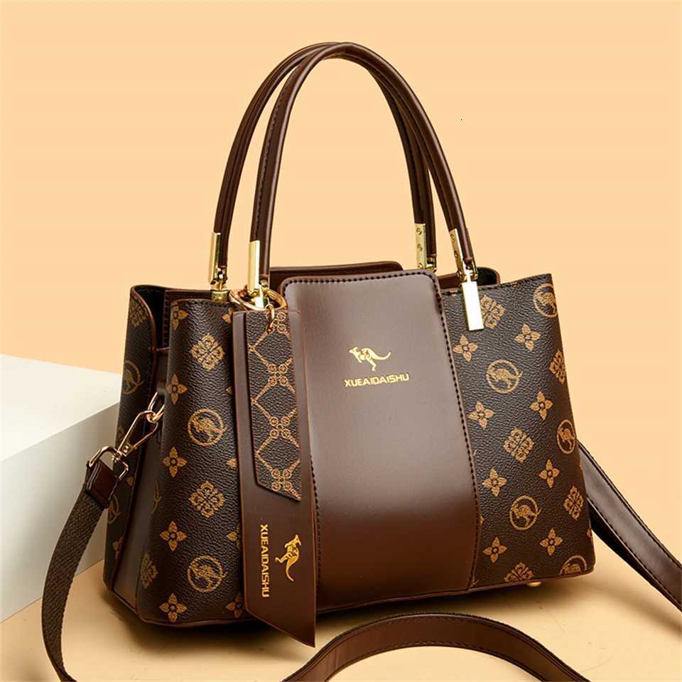 Luxury Handbag Fashion Print Large Capacity Soft Leather Women Shoulder Crossbody Bag Leisure Designer Ladies Purses and HandbagW251107