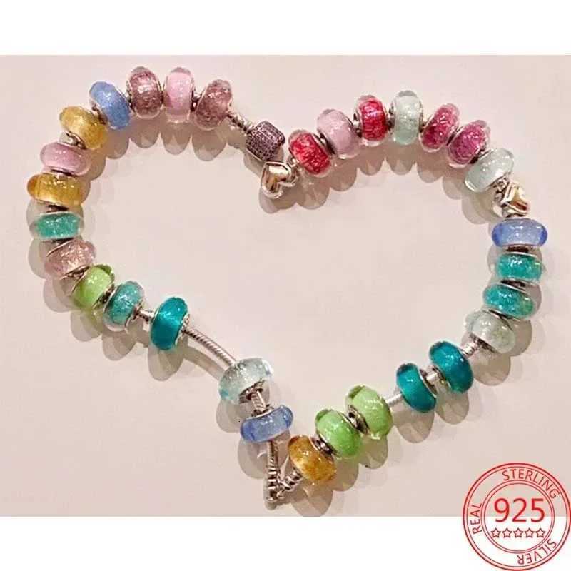 925 Sterling Silver Murano Glass Galaxy Stars Clover Heart Bubbles Shiny Beads Fit Pan Charms Bracelet DIY Jewelry For MumXJ251107