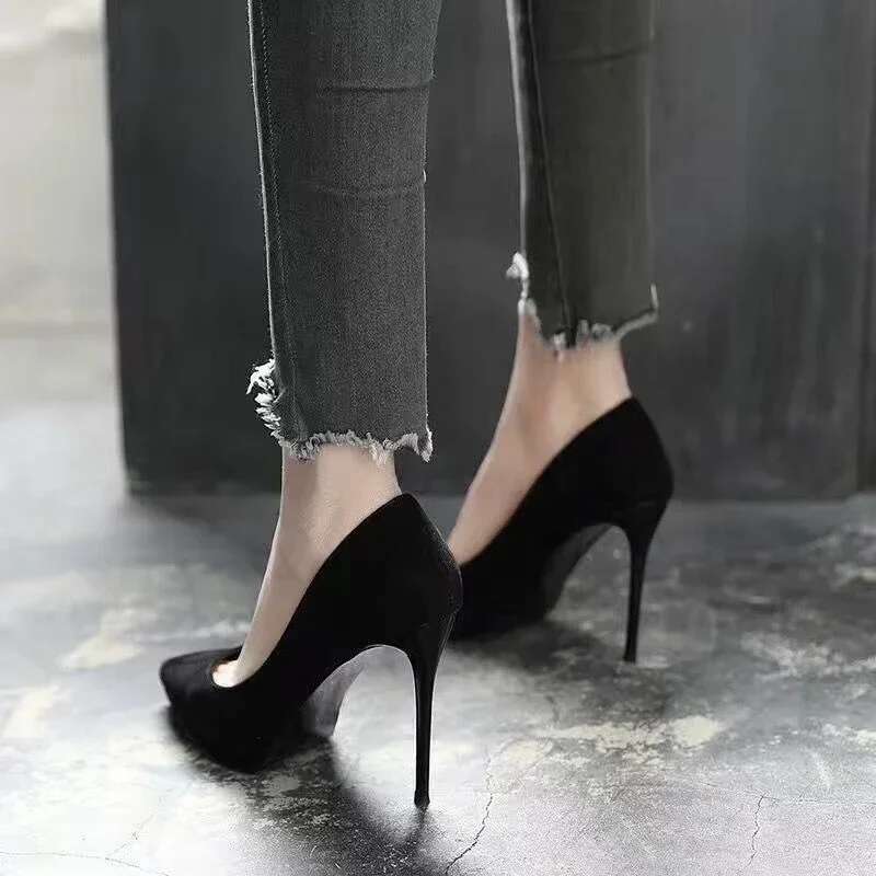 2024 Summer New Pumps Suede High Heels Fashion Office Stiletto Party Shoes Female Comfort Women Sandals
