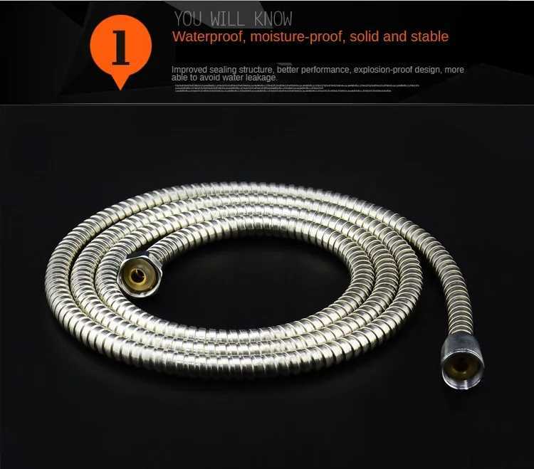 1 / 15/2/3/4/5/10 M Shower Pipe Shower Water Heater Stainless Steel Hose General Metal Hose Water Softener Y251107