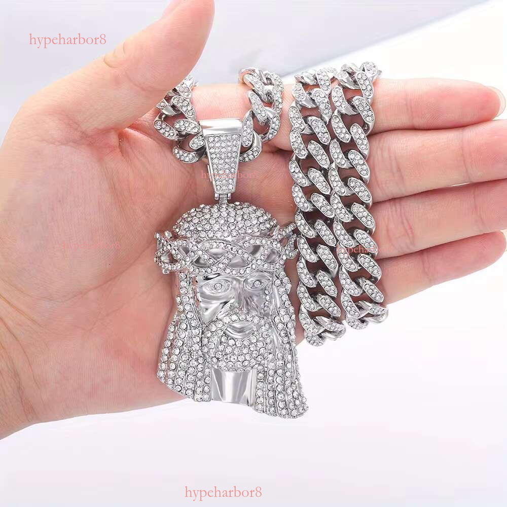 Iced Cuban Chain Tiger Men's Shiny Crystal Animal Pendant Necklace Punk Jewelry Hip Hop