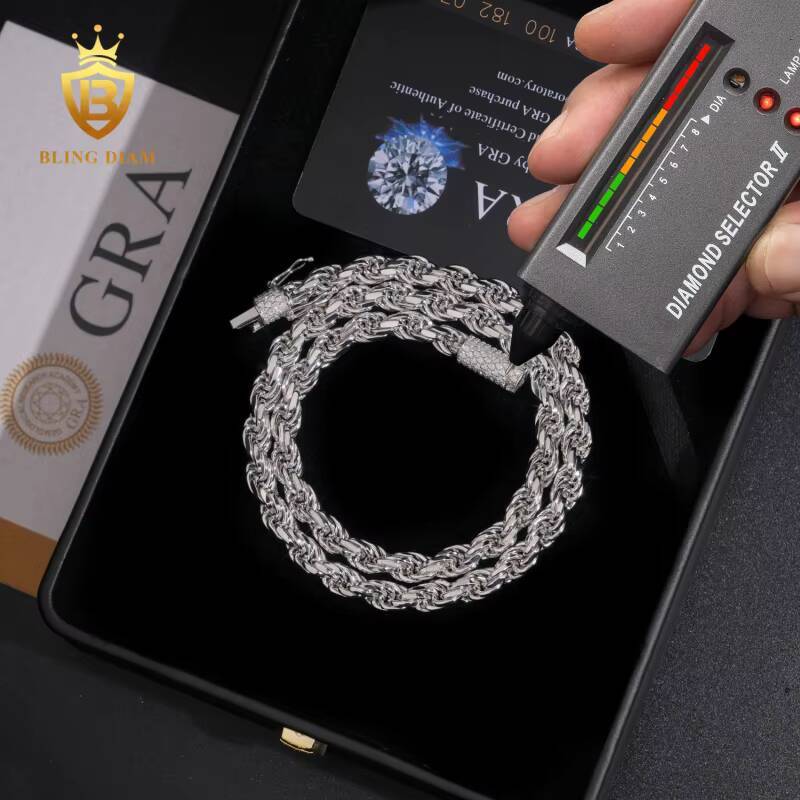 Hot Sale Pass Diamond Tester Hip Hop with GRA VVS Moissanite Iced Out Jewelry 925 Silver Cuban Link Chain Necklace Bracelet Men