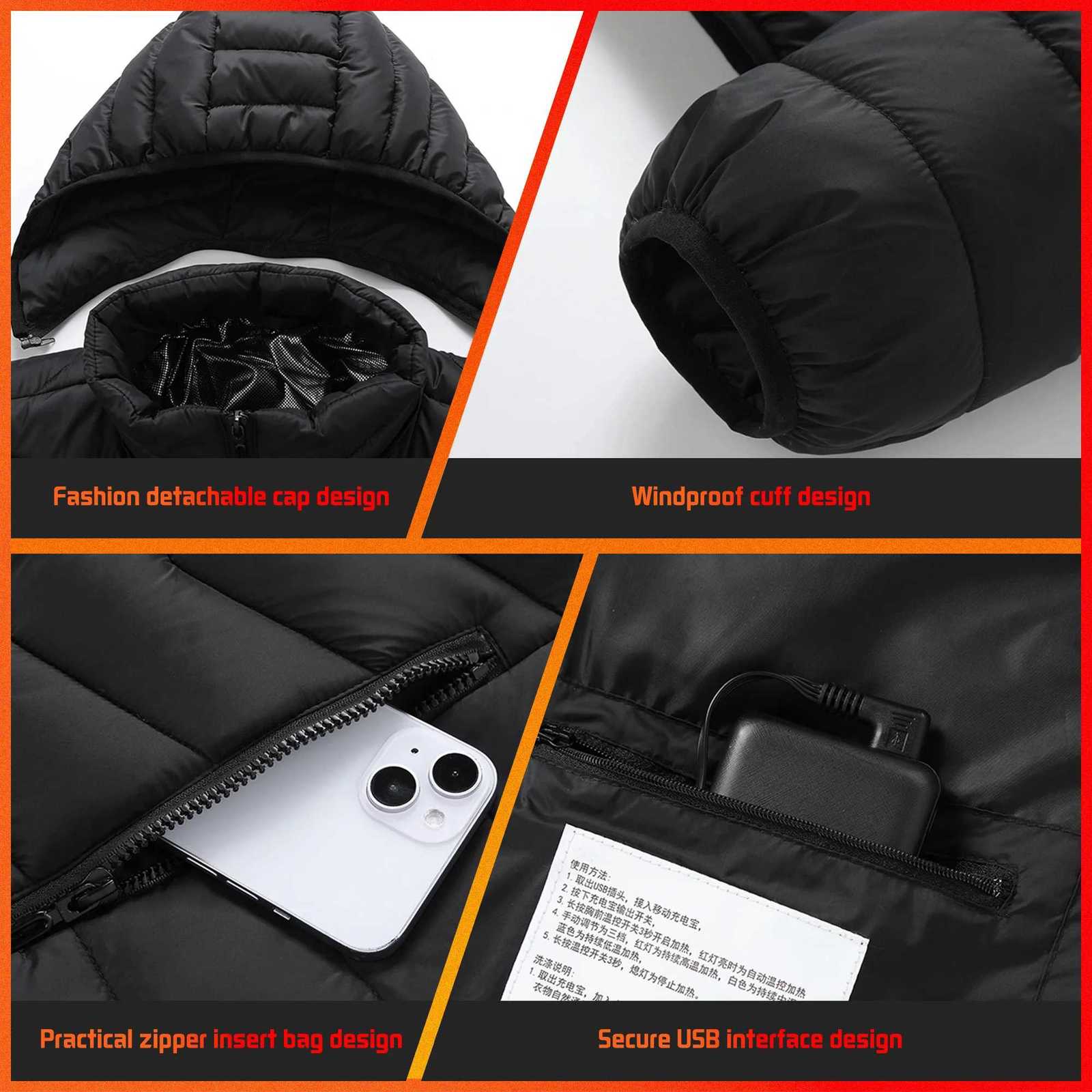 Heated Jacket TODWARM 21 Areas Winter Mens Womens Motorcycle Jacket USB Electric Heating Jacket Heated Vest Moto ThermalT251107