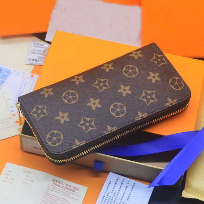 Designer ZIPPY WALLET Soft Leather Mens Womens Iconic textured Fashion Long Zipper Wallets Coin Purse Card Case Holder Credit card holder key case bag With box