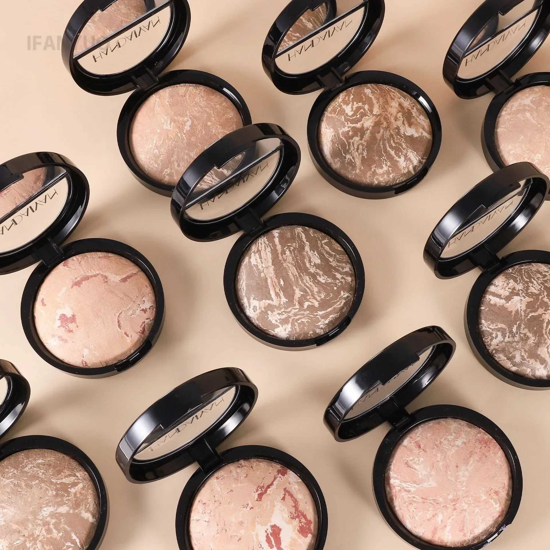 Luminous decorative powder long-lasting oil control low light marble baking powder bright facial powder compact basic makeupXJ250407