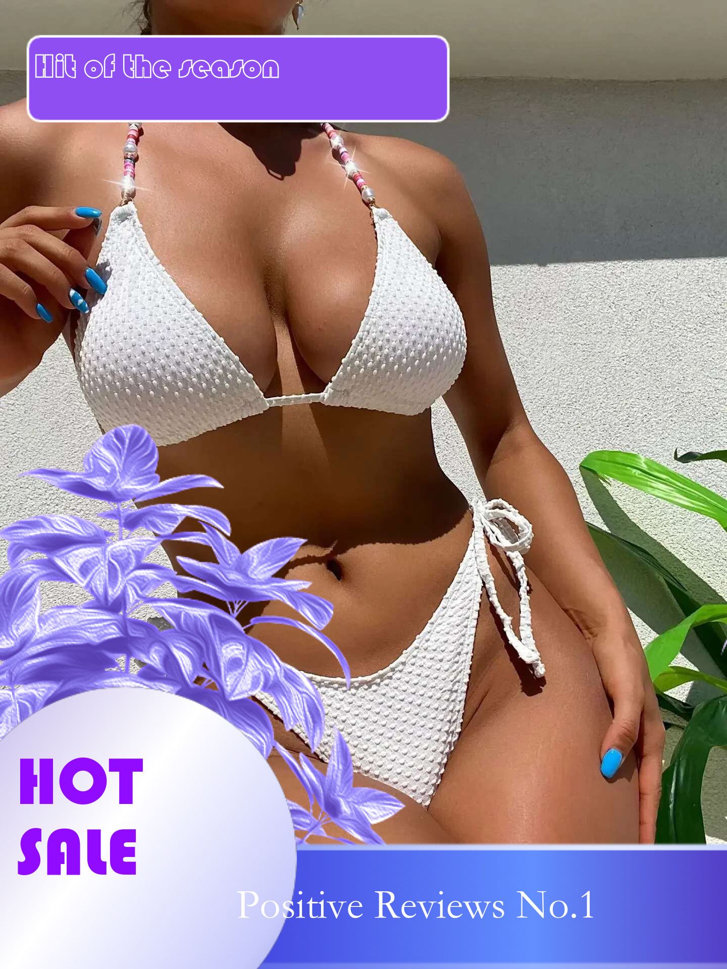 Dongdumaoyi Sexy Micro Bikini Women White Pearls Strap Push Up Padded Bra Swimsuit Brazilian Beach Bathing Suit Tie Side Thong Swimwear
