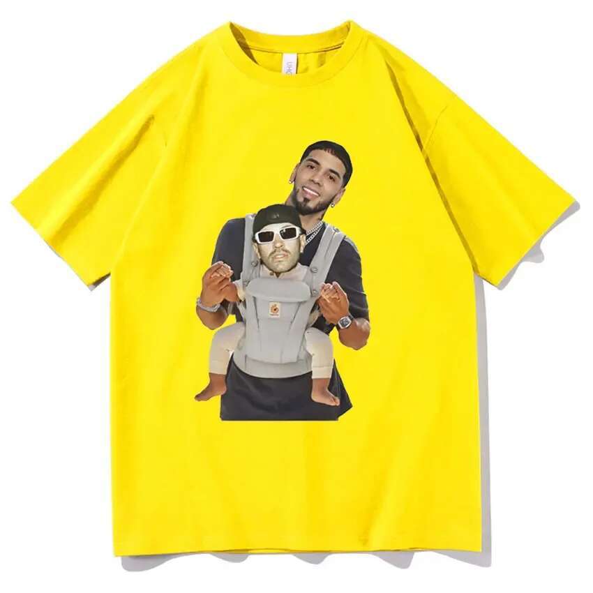 Rapper Anuel AA Feid Baby Carriage Design Graphic T Shirt Men Cool Hip Hop Oversized T-Shirt Unisex Casual 100% Cotton T-Shirts