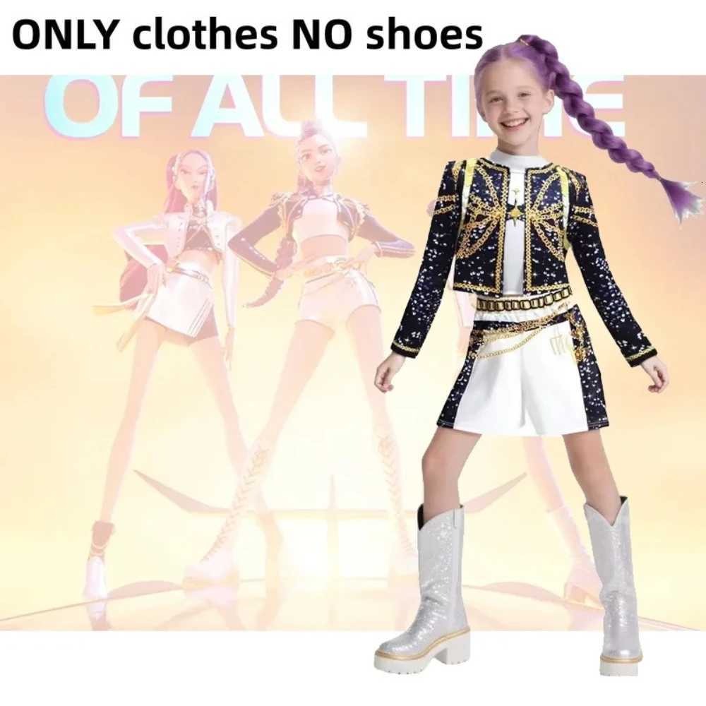 Girls Kids K-Pop Demon Hunters Rumi Mira Cosplay Costume Set Fancy Dress Idol Movie Cosplay Children Halloween Carniva Suit W251107