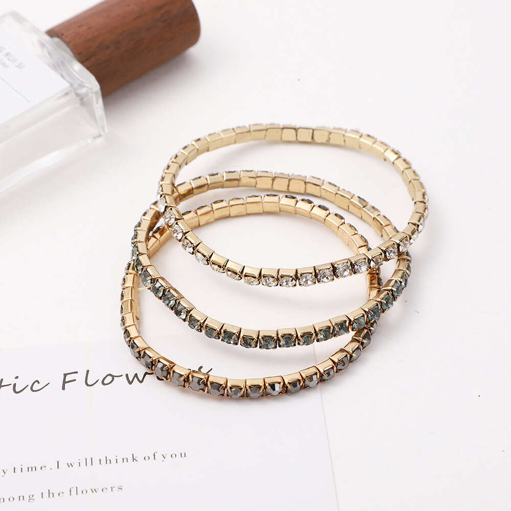 New jewelry set with zircon hot stone bracelet for women, fashionable, simple, high-end, single row full dia tennis chain