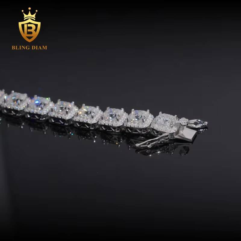 10mm Iced Out VVS Moissanite Bracelet Hip Hop Jewelry 925 Silver Cuban Bracelet Hot Sale Moissanite Diamond Miami Bracelet