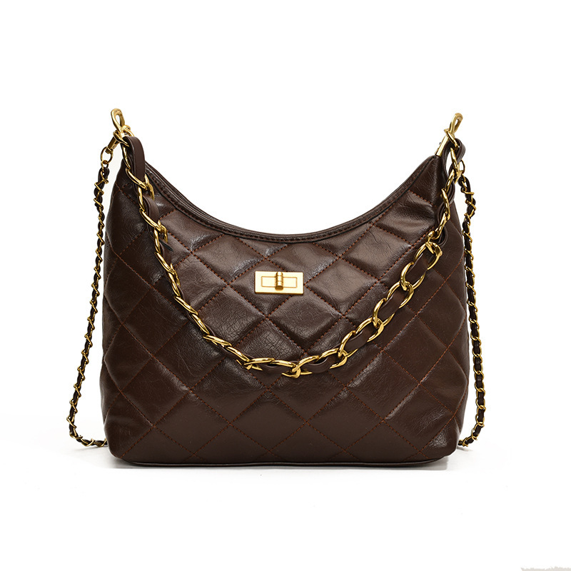 2025S Designer Women S Bag Underarm Pleated For Women New Korean Version Chain Fashion Diamond Grid Large Capacity Single Shoulder Women S Bag