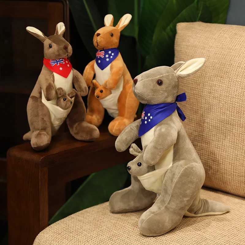 Lifelike Scarf Mum With Baby Kangaroo Plush Toy Kids Toy Simulation Australian Animals Kangaroo Plushie Funny Gift for Children C251107