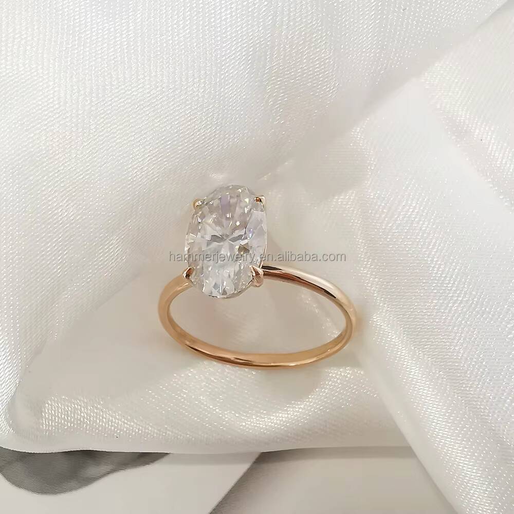Hot Sale Engagement 14k Solid Gold 3CT Oval D/VVS Moissanite Diamond Rings Fine Jewelry Rings