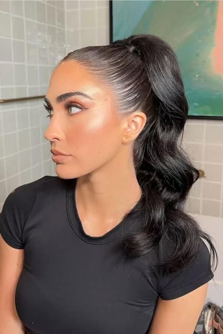 Body Wave Human Hair Drawstring Ponytail Clip In Brazilian Remy Hair Ponytail Natural Color dark brown color 2 Pony Tail For Women braids hairpiece