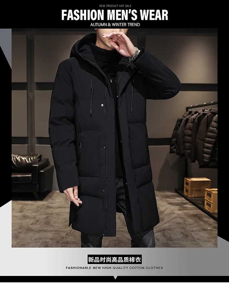 Men Winter Jacket For Men Coat Solid Color Mens Park Long Warm Parkas Warm Male Thick Slim Fit Outerwear 4XL BlackT251107