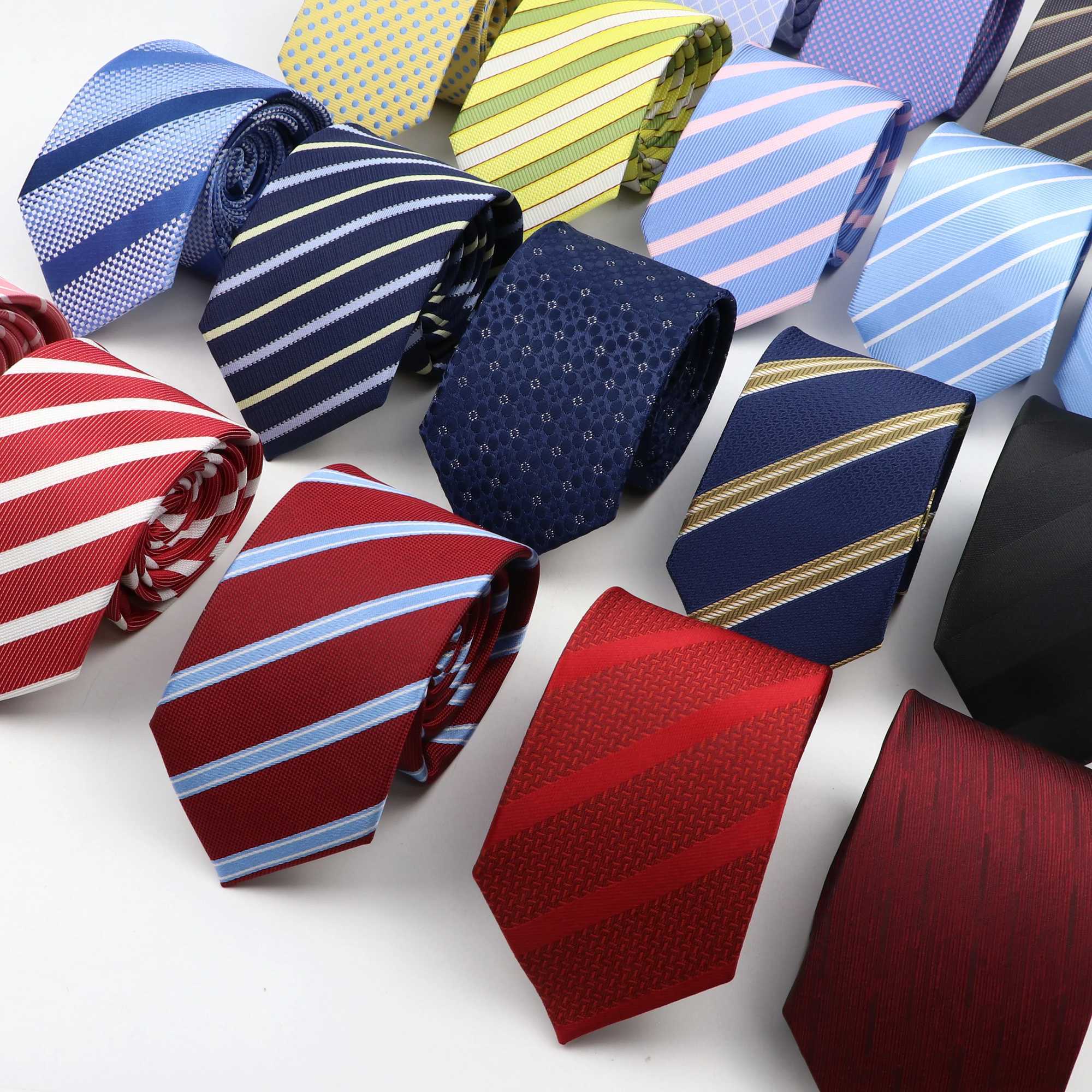 New Mens Tie Classic Red Blue Black Solid Color Stripe 7cm Jacquard Necktie Daily Wear Business Formal Wedding Tie Gift For Men X250407