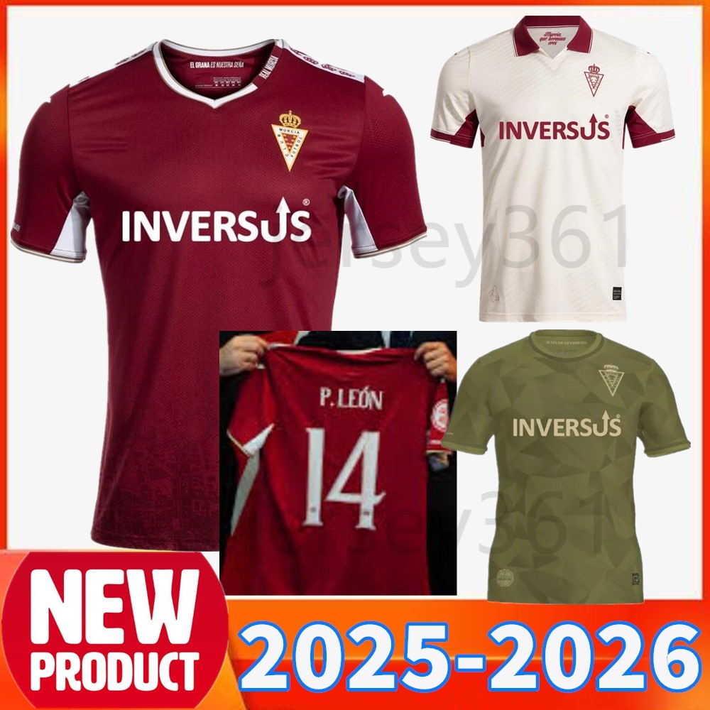 25 26 Real Murcia Soccer Jerseys Mens P. LEON CARRASCO VEGA GONZALEZ Home away Football Shirts 2025 2026 Murcia Jersey Short Sleeve Adult Uniforms