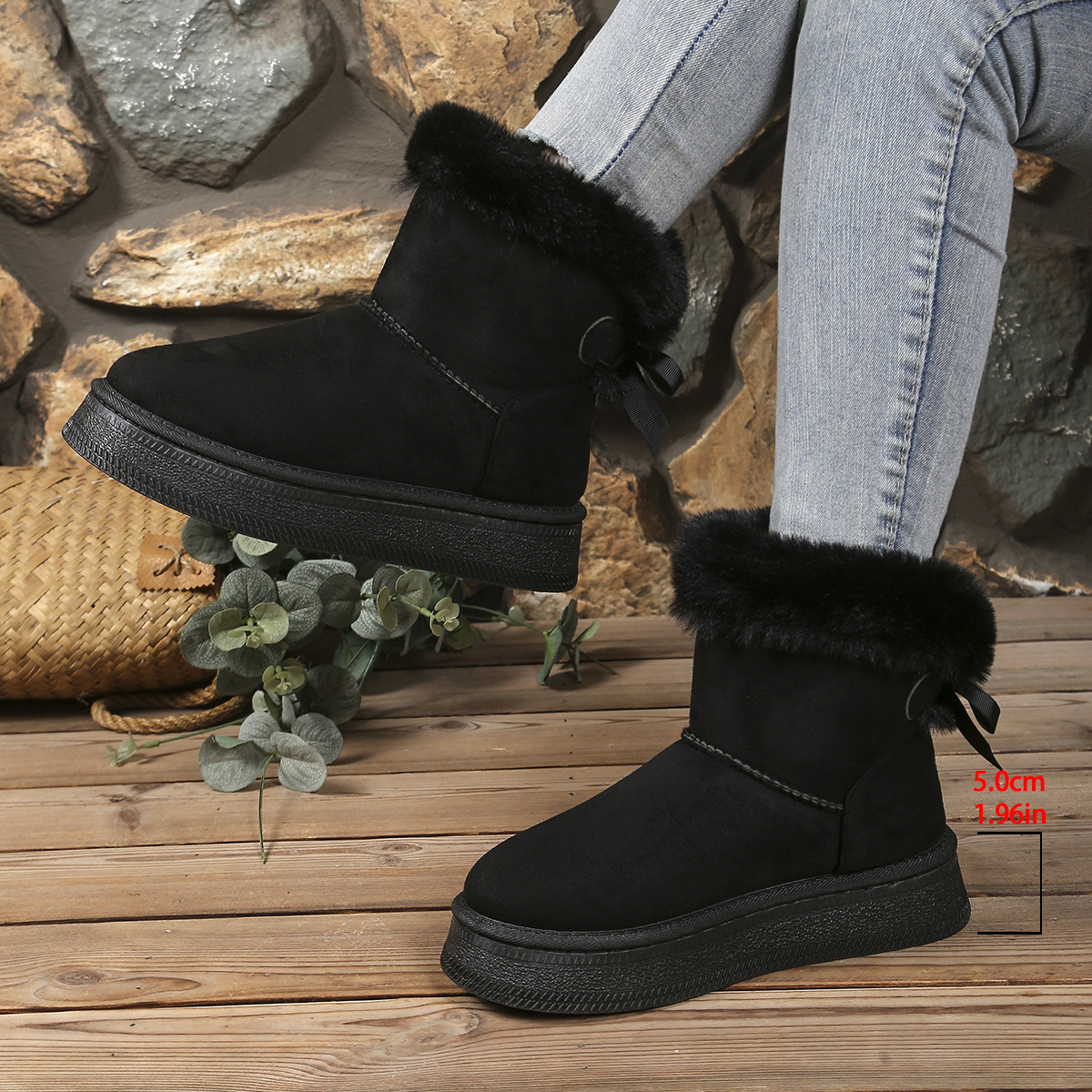 Free shipping Designer Boots Winter 2025 new thick soled butterfly knot warm cotton shoes with plush and thickened snow boots white