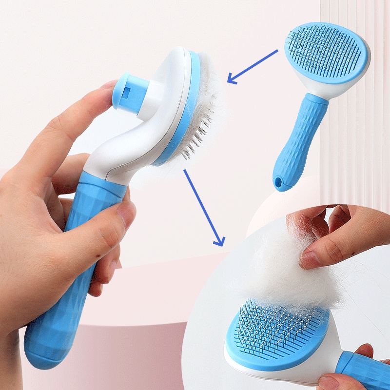 Dog Hair Comb Grooming Brush Pet Comb Self Cleaning Slicker Remove Hairs Brush Pets Dematting Comb Beauty Slickers Dogs Combs