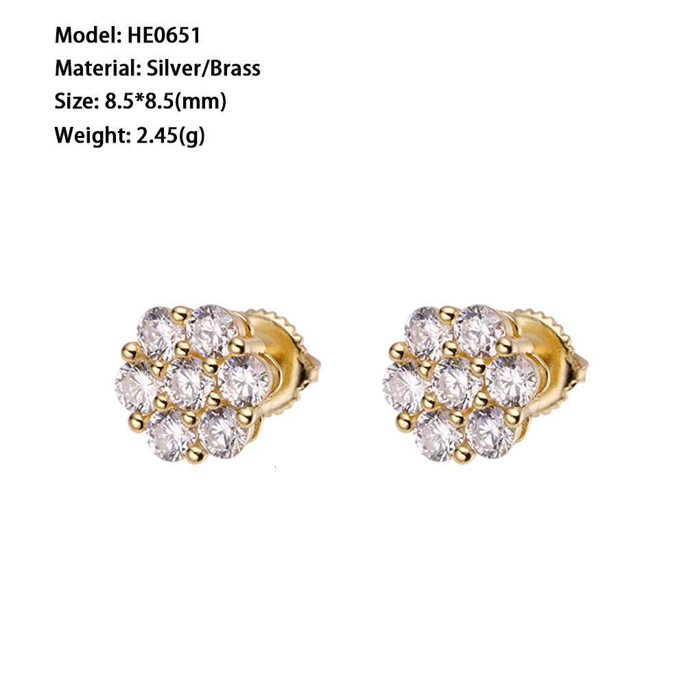 Women Jewelry Diamonds 18K Gold Plated Cluster Wedding Earrings