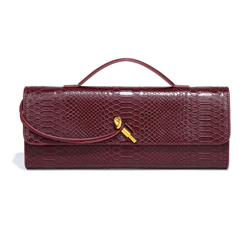 High end Handheld Banquet Bag for Women, Horizontal Version, Trendy Stone Pattern Bar Retro niche Single Shoulder Crossbody Bag, 2025 New Casual and V
