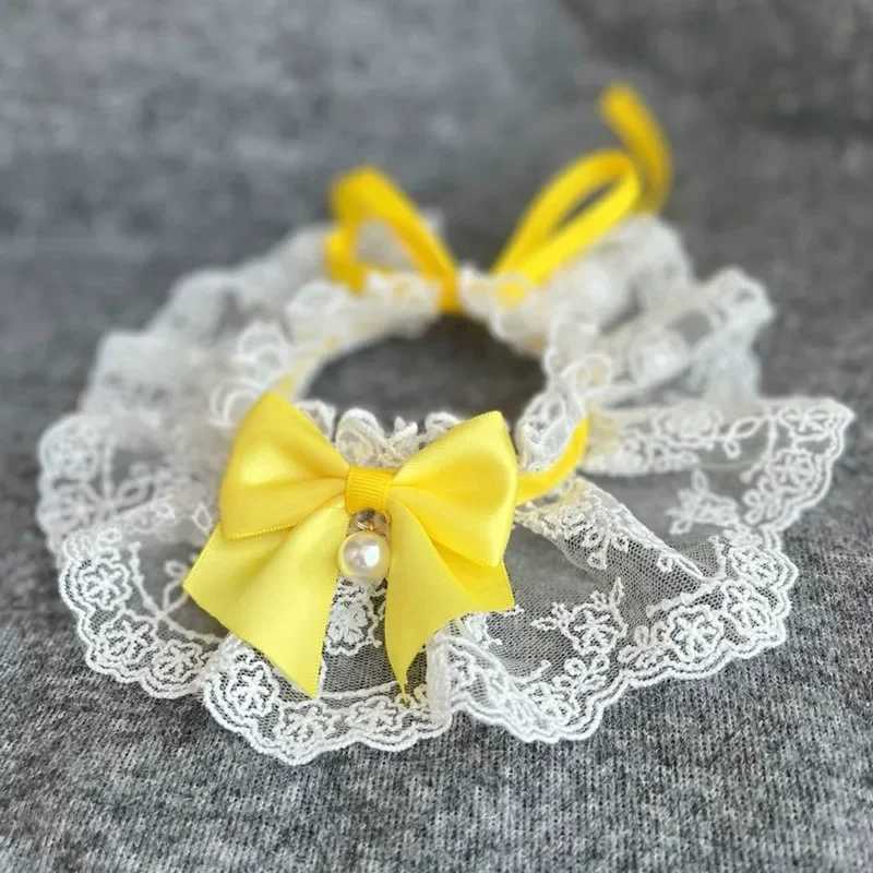 Cute cat collar bow lace mesh embroidery pet bib Burp fabric cute dog collar necklace M250407