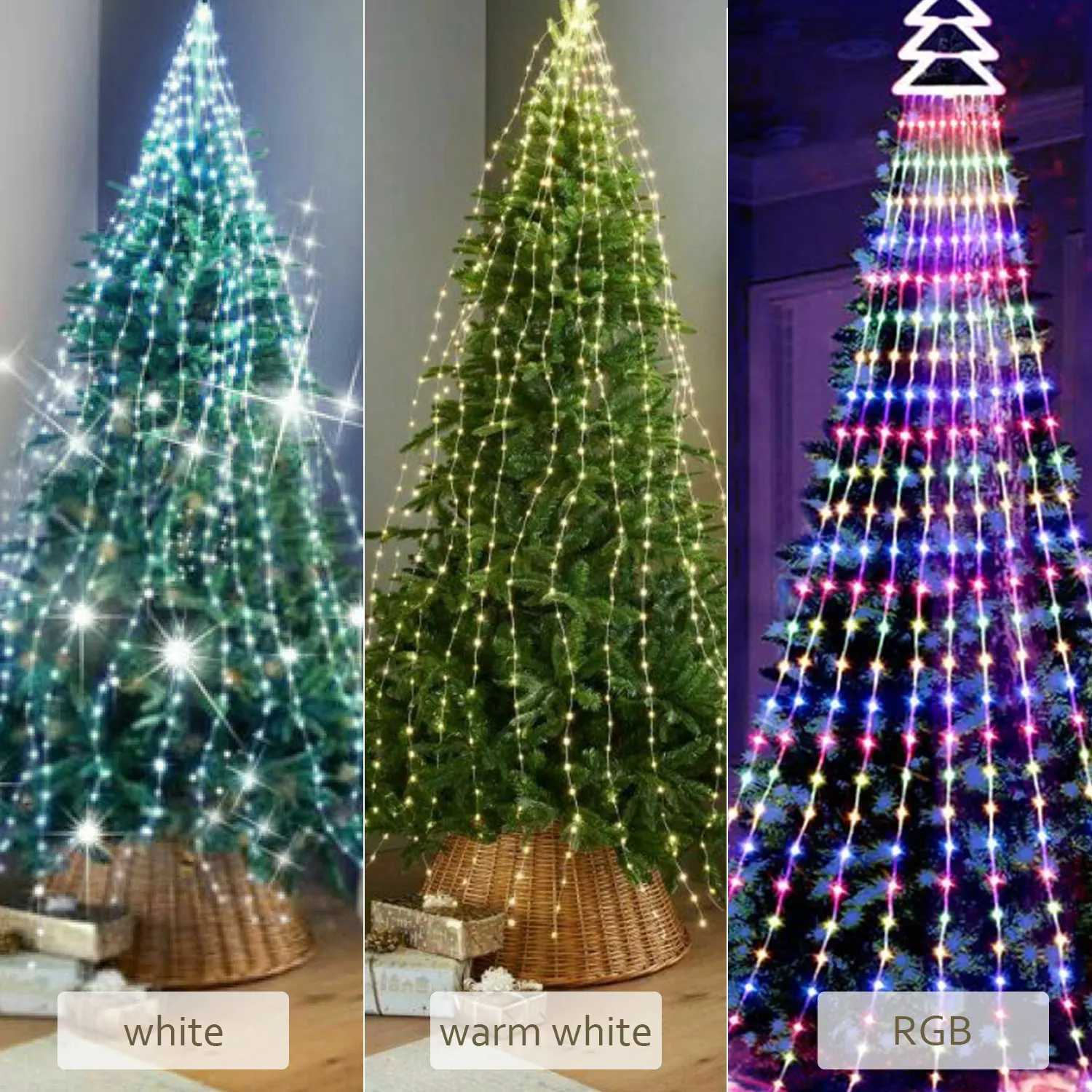 RGB Christmas Tree Branch Lights Battery Timer Outdoor Led Waterfall Lights Decoration Outdoor Home Christmas Wedding Ornaments W251107