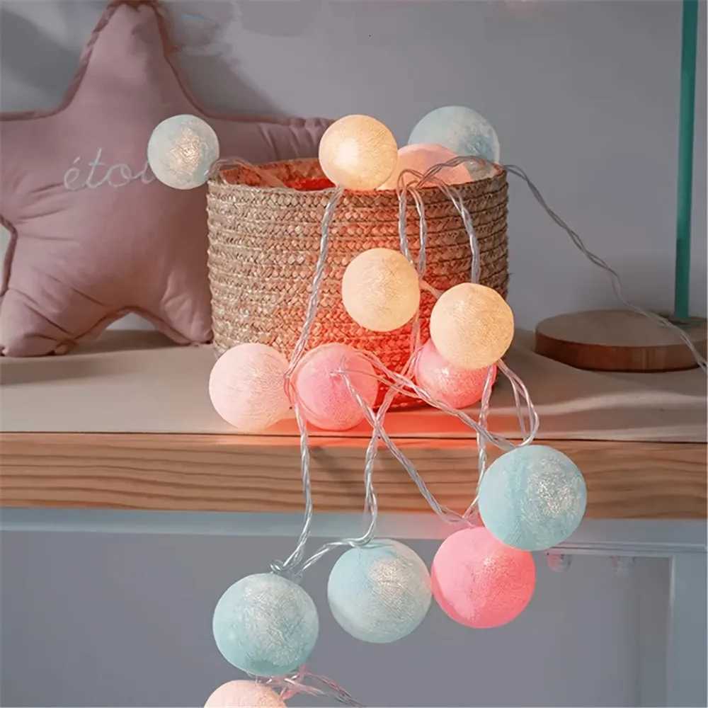 Cotton Garland Balls Lights String Christmas Easter Outdoor Hanging Party Baby Kids Room Bed Fairy Lights Decorations W251107