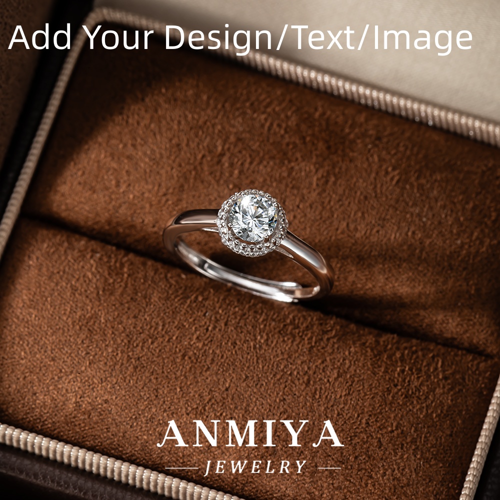 Custom Adjustable Silver Jewelry - Flexible 925 Sterling Silver Moissanite Ring with Slide Resizing Mechanism