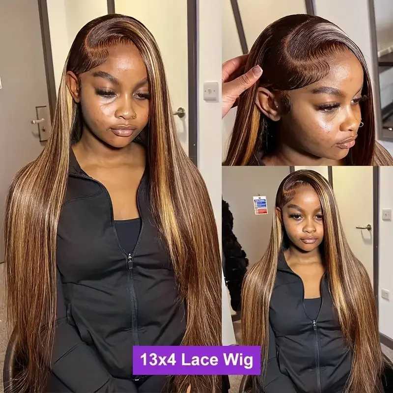Highlight 427 Straight Hair Wigs 13x6 Transparent Lace Front Human Hair Wigs Ombre Bone Straight Lace Frontal Wigs 250 Density W251107