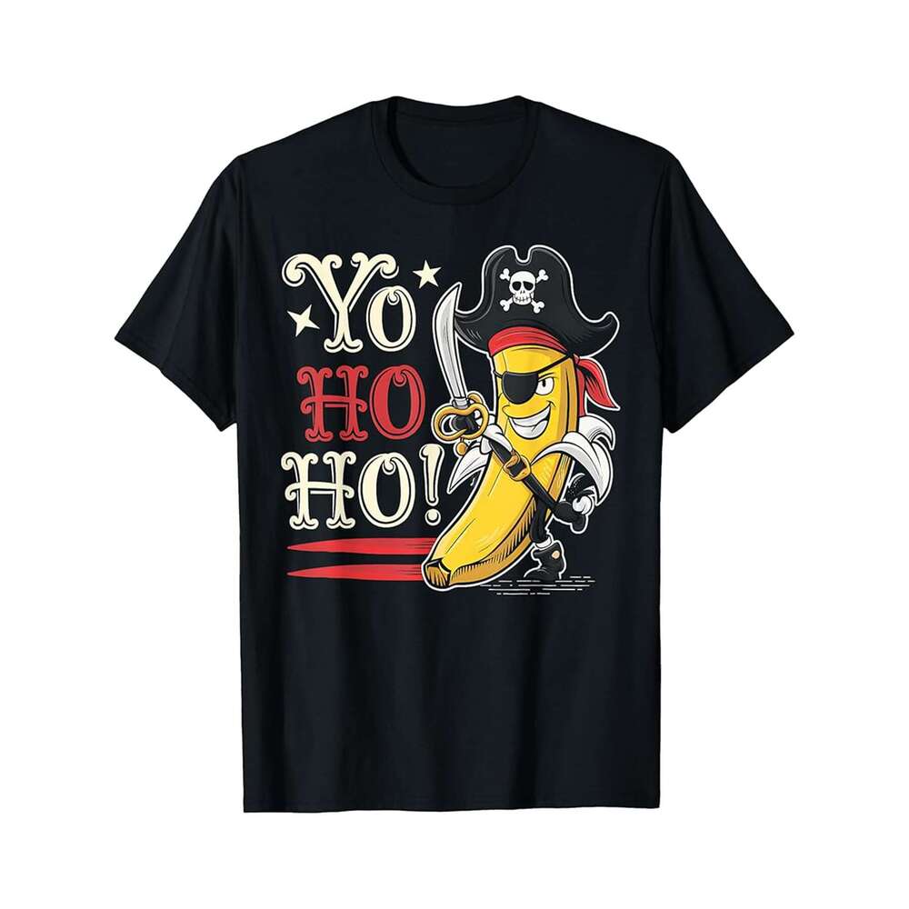 Designer T shirt Pirate Banana Yo Ho Ho Funny Christmas Buccaneer Design - 220g Tshits