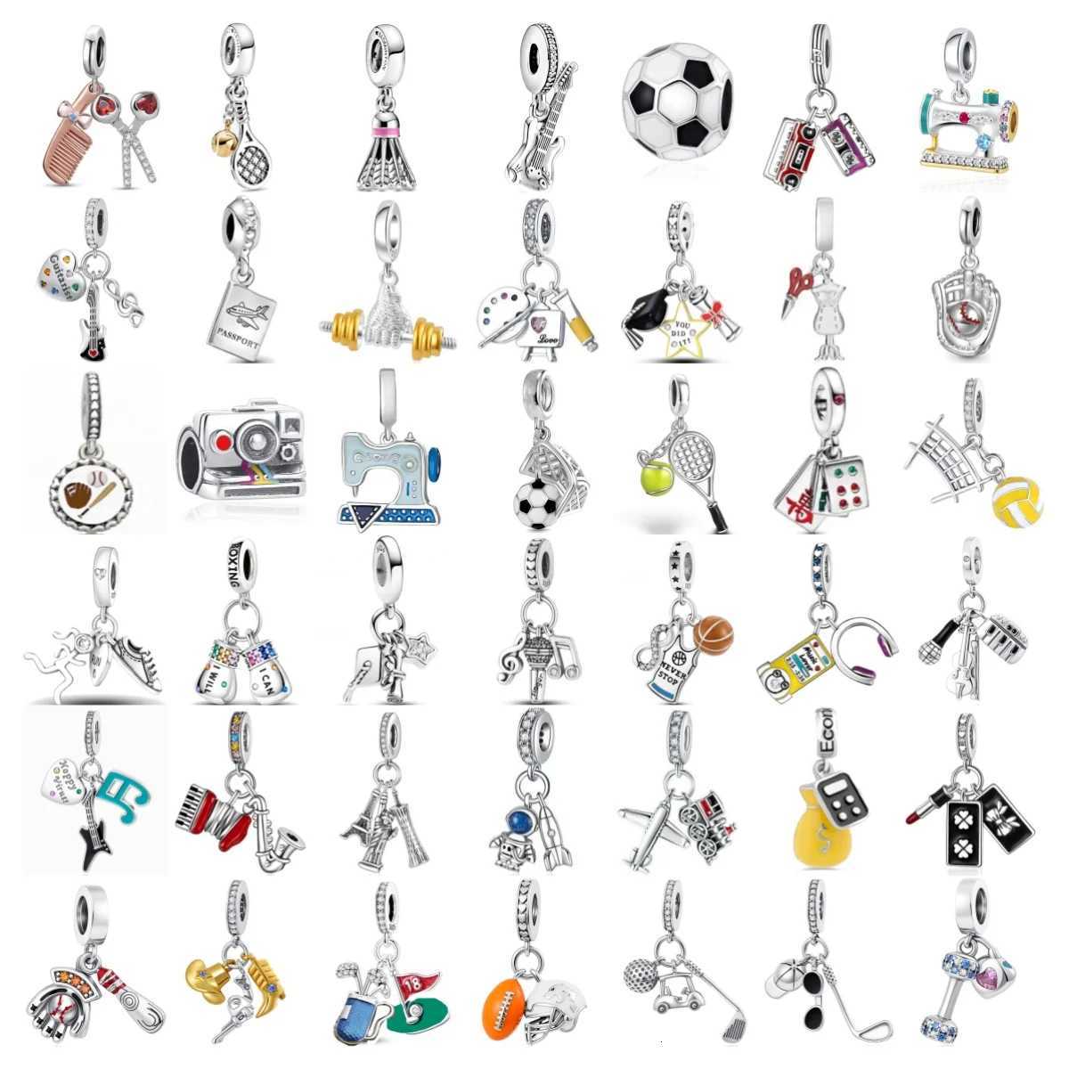 New 925 Sterling Silver Charm Football Baseball Tennis Dumbbell Golf Pendant Fit Original Diy Bracelet Womens Jewelry CowboyXJ251107