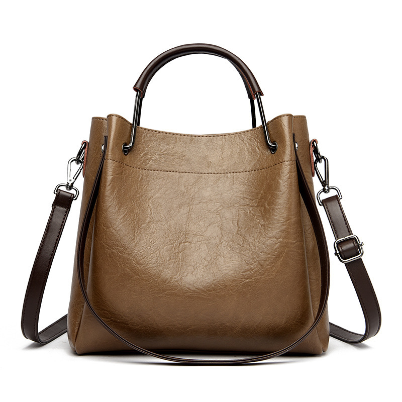 2025 New Bucket Bag Women's Retro Fashion Large Capacity Tote Bag Commuter Hand Bill Shoulder Crossbody Bag