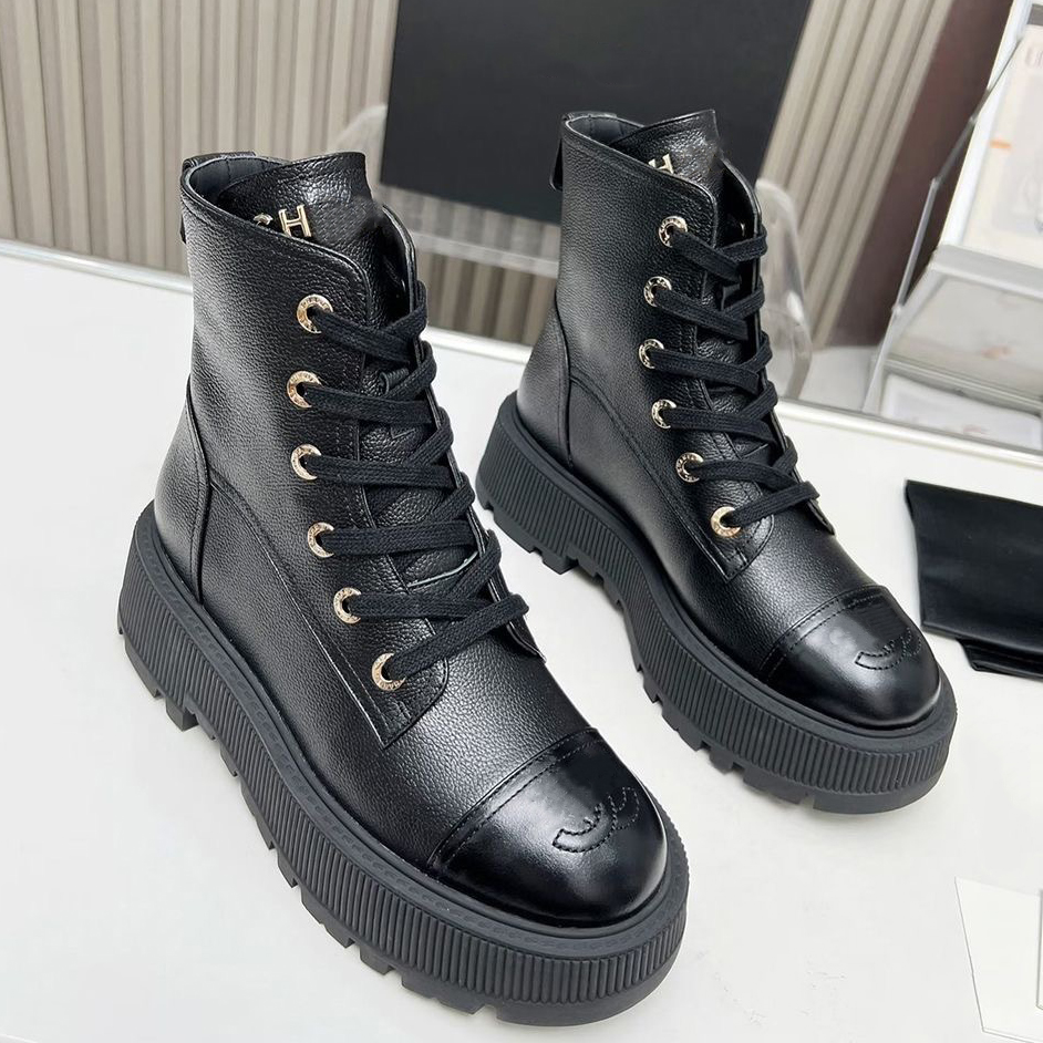 Ankle Boots Women Womens Leather boots Winter Round Toe Lace-up Short Boots Womens Platform Designer Knight Boots Women luxury Shoes with box