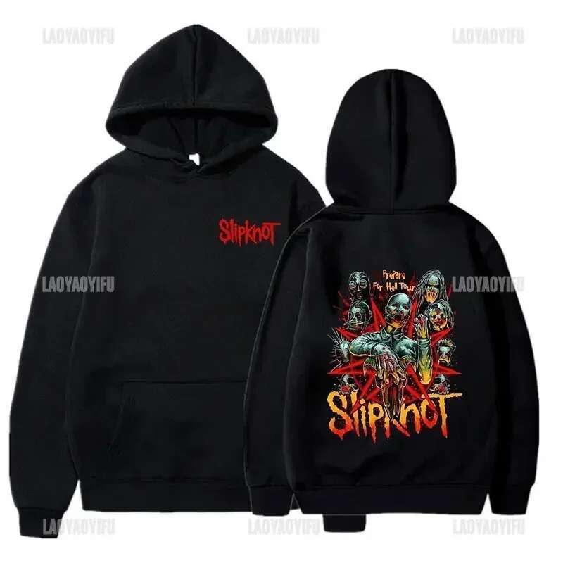 Prepare for Hell Tour Heavy Metal Pullovers Man Rock Band Hoodie Tops Men Slipknots Double Sided Print Autumn Sweatshirt