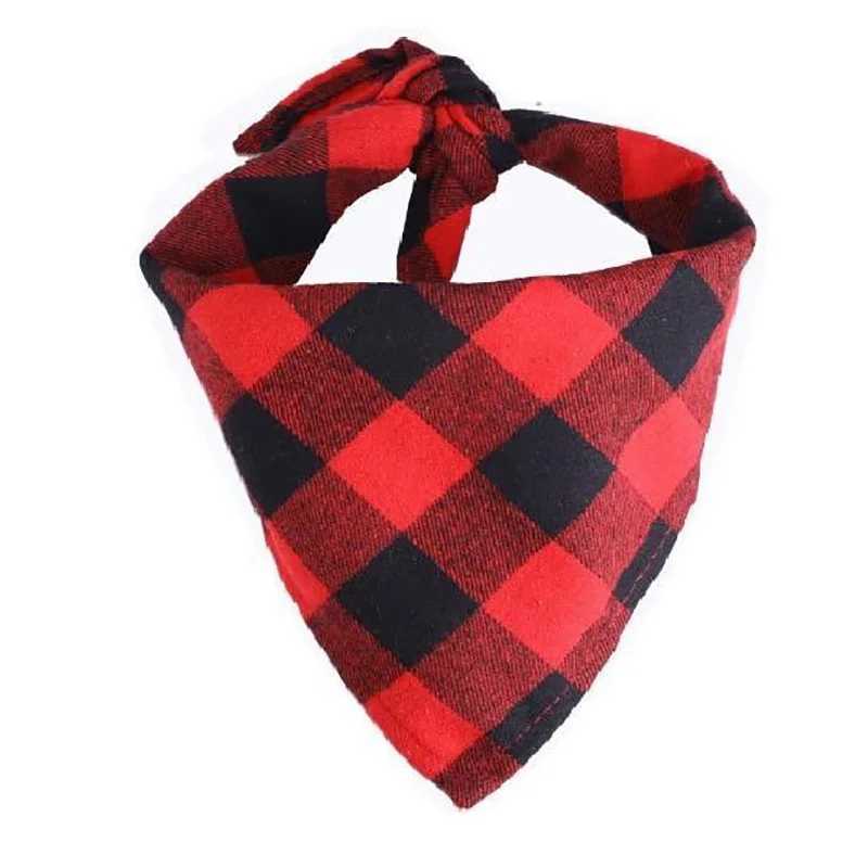 Classic red and black checkered pet dog bandage Kerchief pet dog accessories pet collar scarf Saliva dog towel M250406